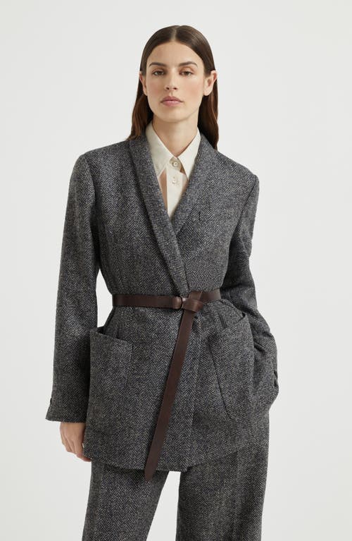 Brunello Cucinelli Herringbone Jacket In Gray