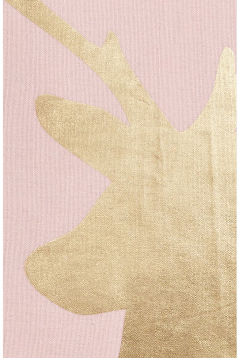 Metallic Reindeer Pillow, Alternate, color, BLUSH