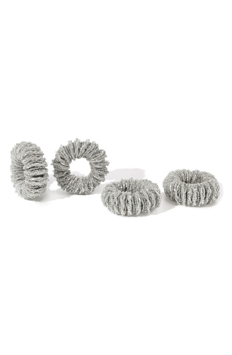 Tiramisu Eclipse Loop Set of 4 Napkin Rings, Main, color, Silver