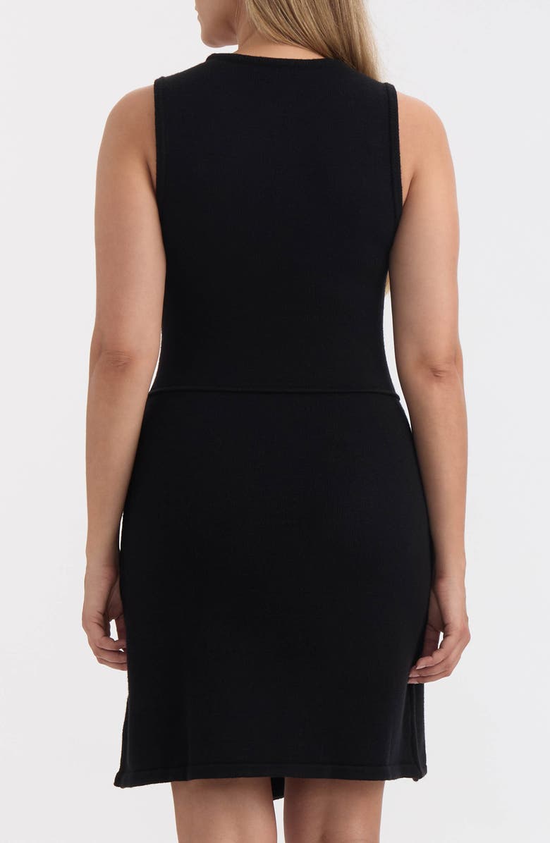 Ellen Tracy Fringe Trim Sleeveless Sheath Dress, Alternate, color, Black