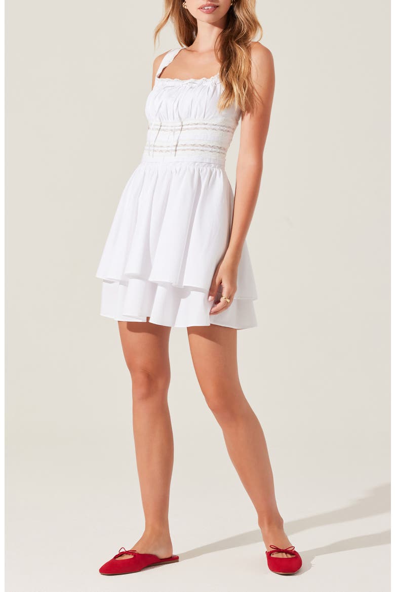 Melaine Lace Detail Cotton Blend Minidress, Alternate, color, WHITE
