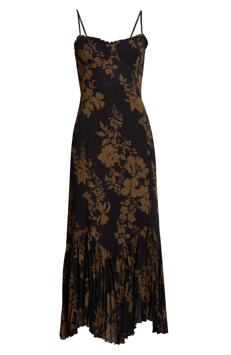 Reformation Aiko Floral Pleated Hem Bustier Slipdress, Main, color, Night Garden