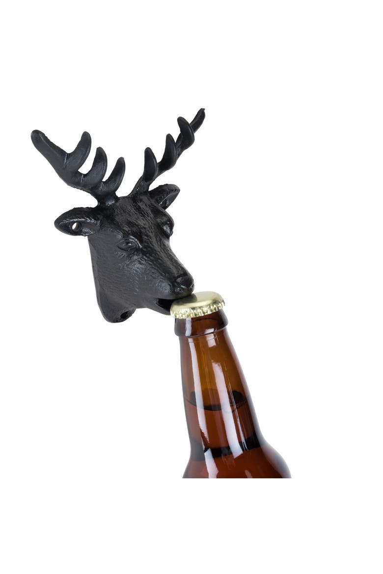 Cast Iron Wall Mounted Deer Bottle Opener, Alternate, color, Black