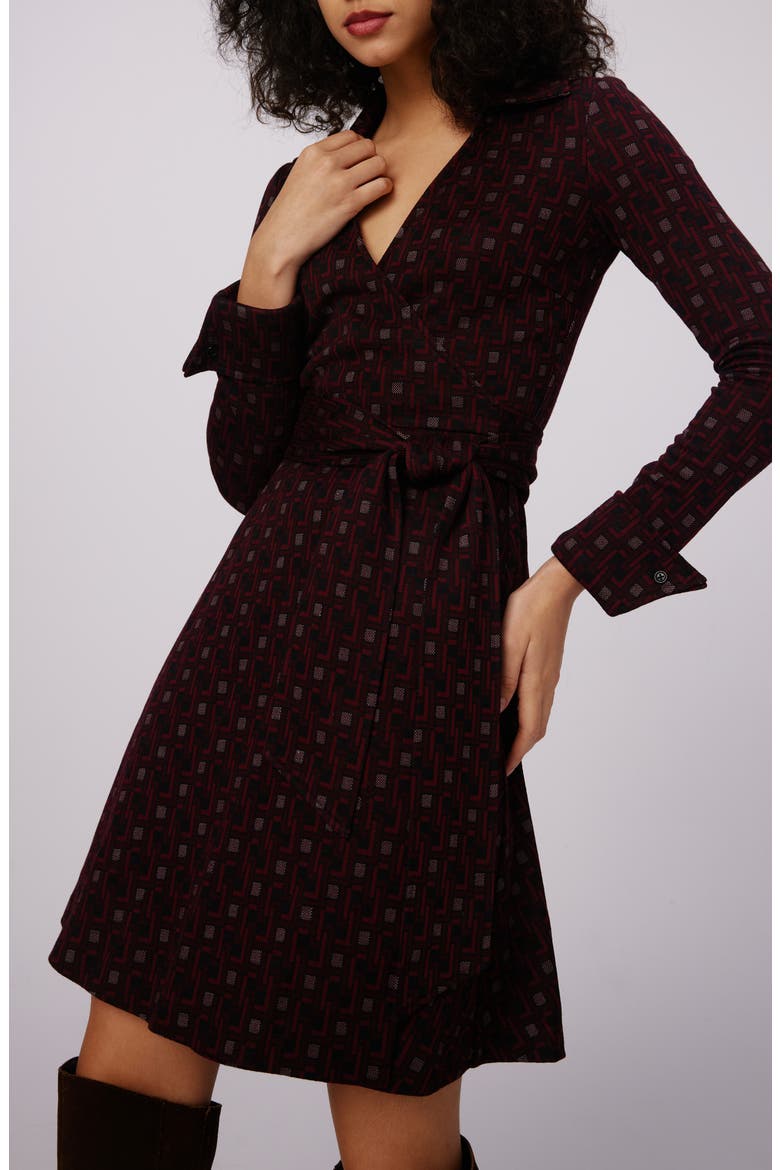 Sofia Long Sleeve Faux Wrap Minidress, Alternate, color, VINYL LINKS PLUM SM