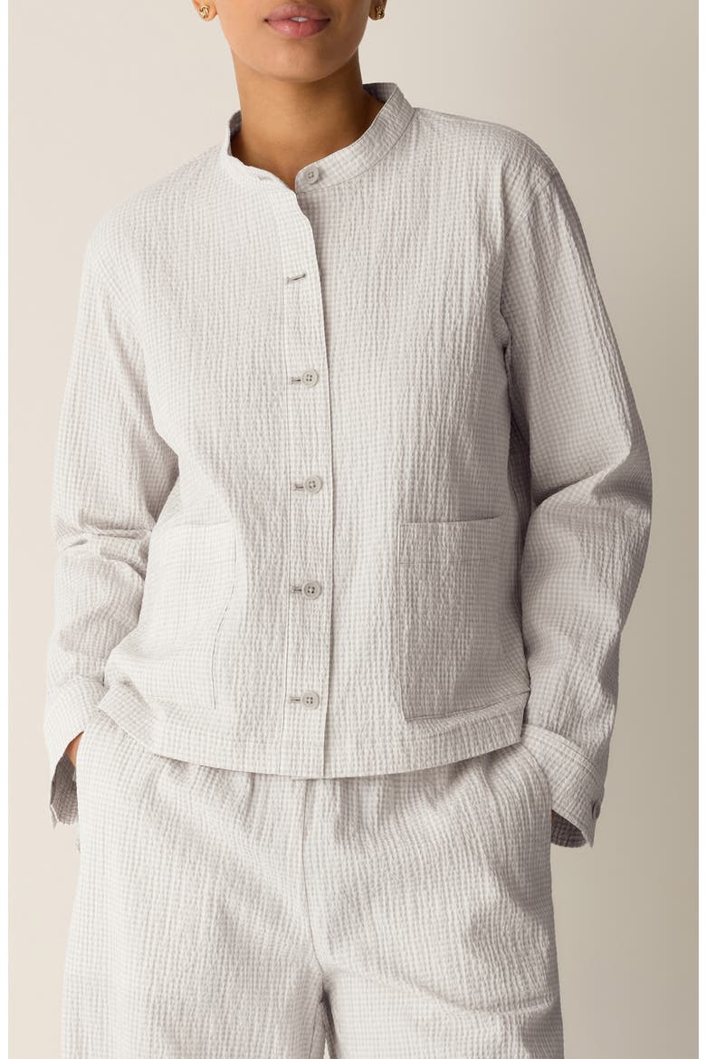 Check Print Woven Shirt Jacket, Main, color, CHALK