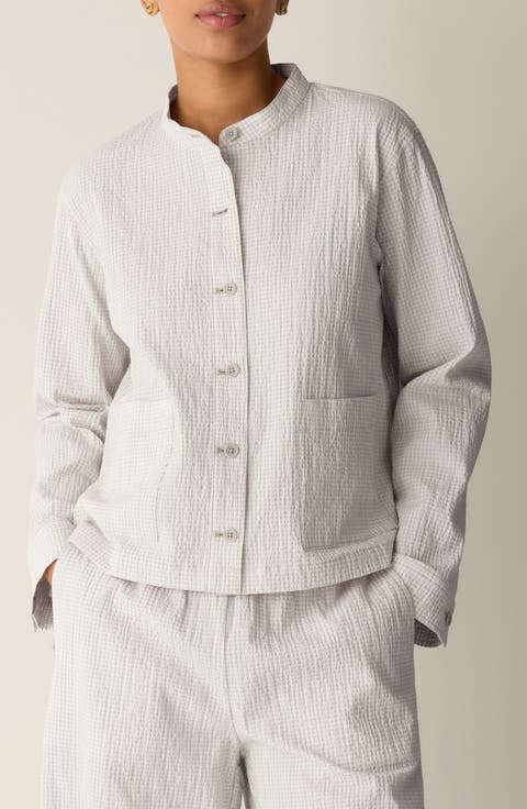 Check Print Woven Shirt Jacket