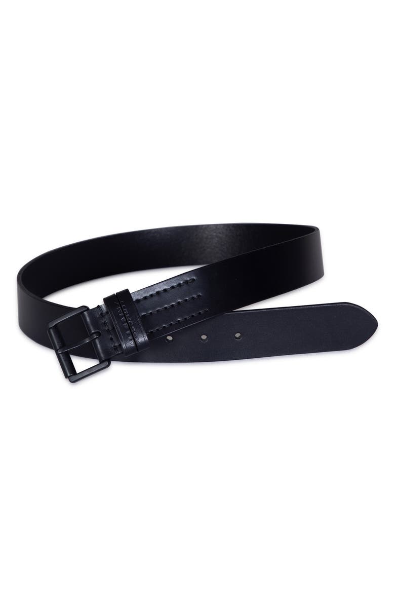 AllSaints Split Loop Leather Belt, Main, color, Black