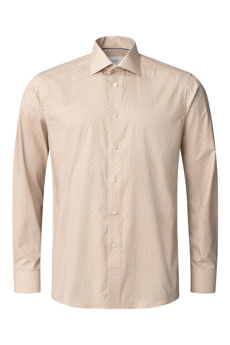 Slim Fit Tropical Cocktail Print Cotton Twill Dress Shirt, Alternate, color, MEDIUM ORANGE