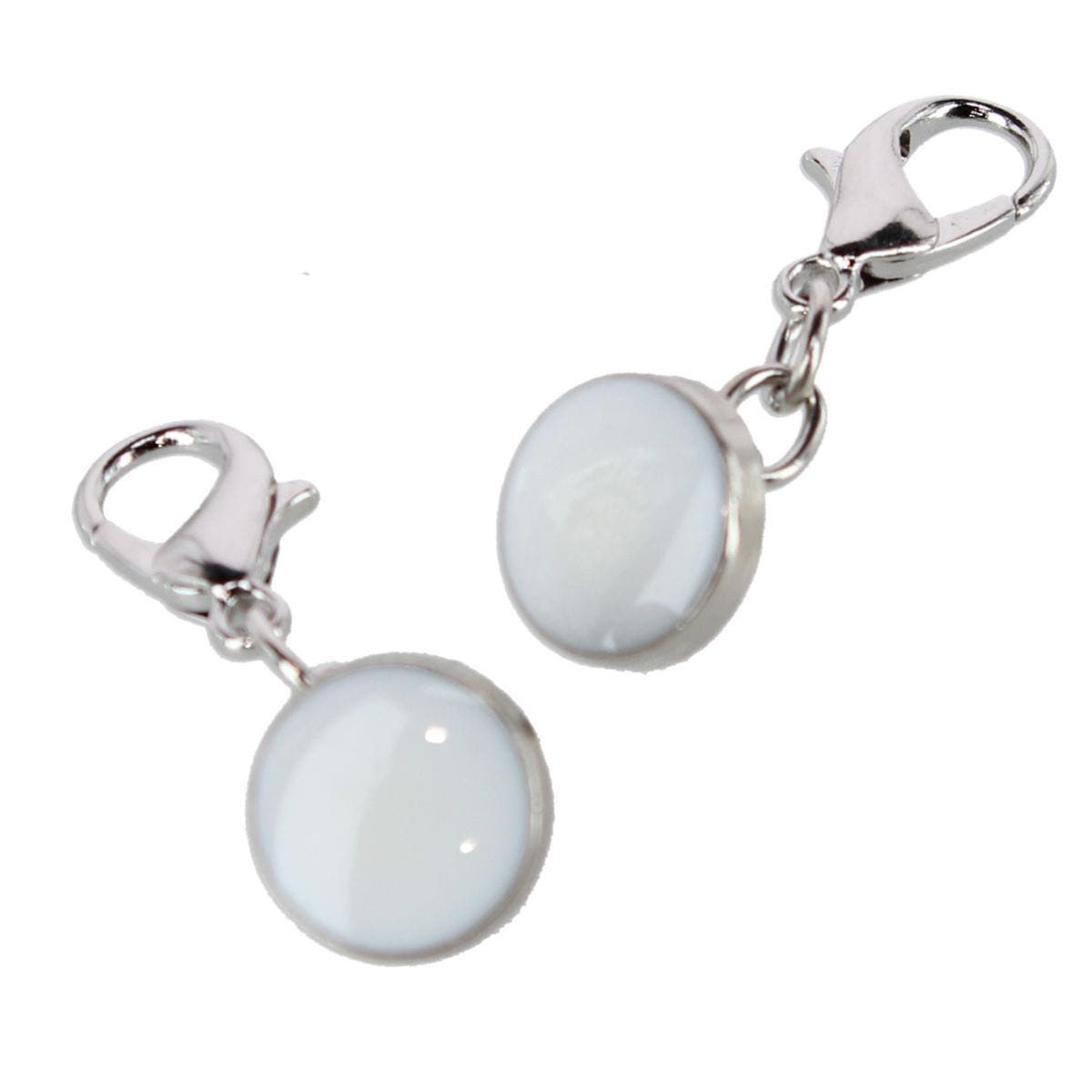 White Button with Silver Chain