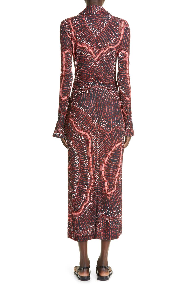 Claudia Dot Print Long Sleeve Jersey Midi Dress, Alternate, color, 254001 BLACK