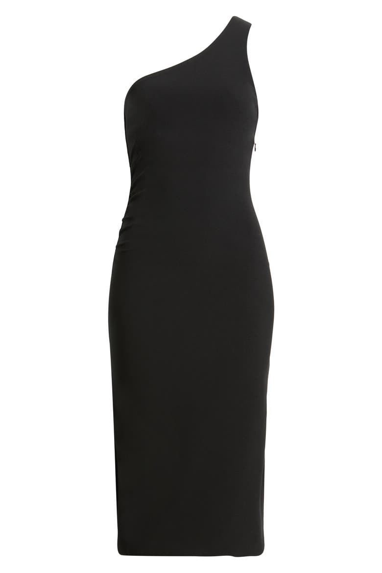 One-Shoulder Body-Con Midi Dress, Alternate, color, BLACK