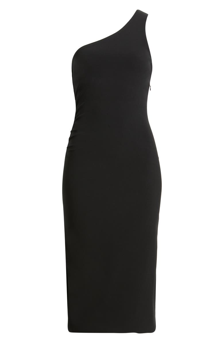 Open Edit One-Shoulder Body-Con Midi Dress, Alternate, color, Black