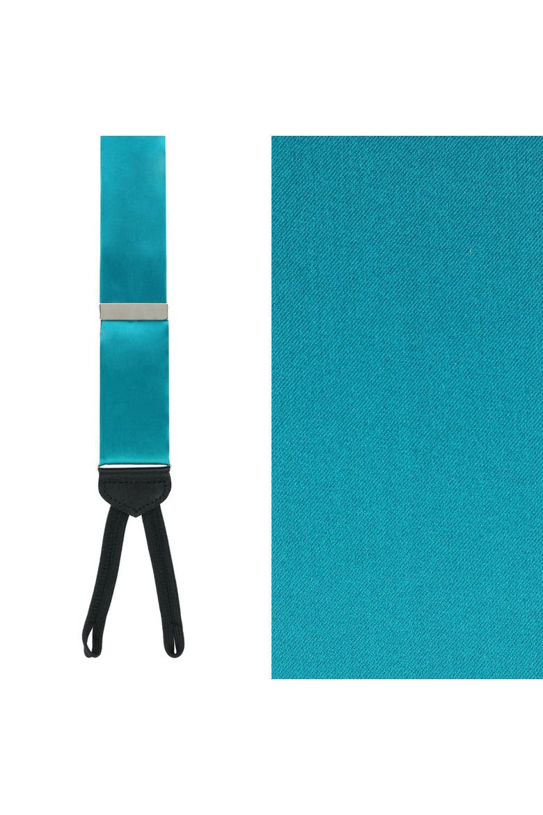 Sutton Solid Color Silk Formal Suspenders | Y-Back, Adjustable Braces, Main, color, Teal