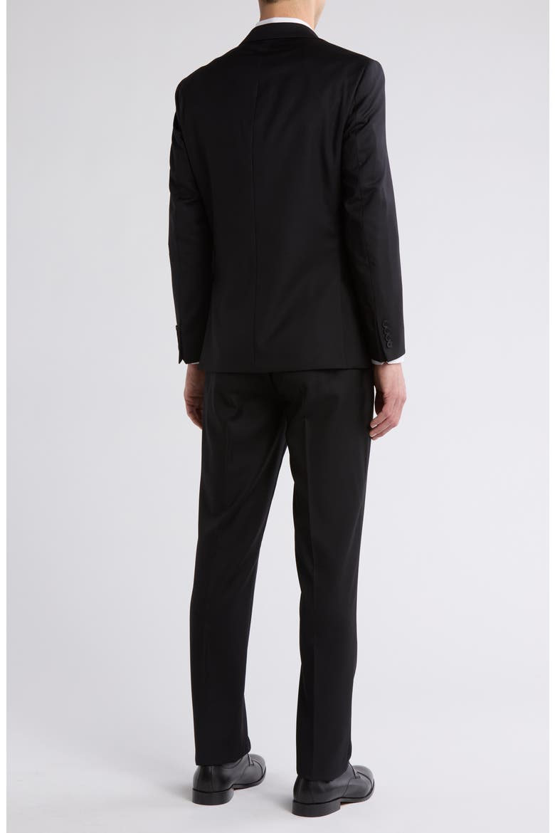 Solid Two-Button Notched Lapel Slim Fit Suit, Alternate, color, BLACK