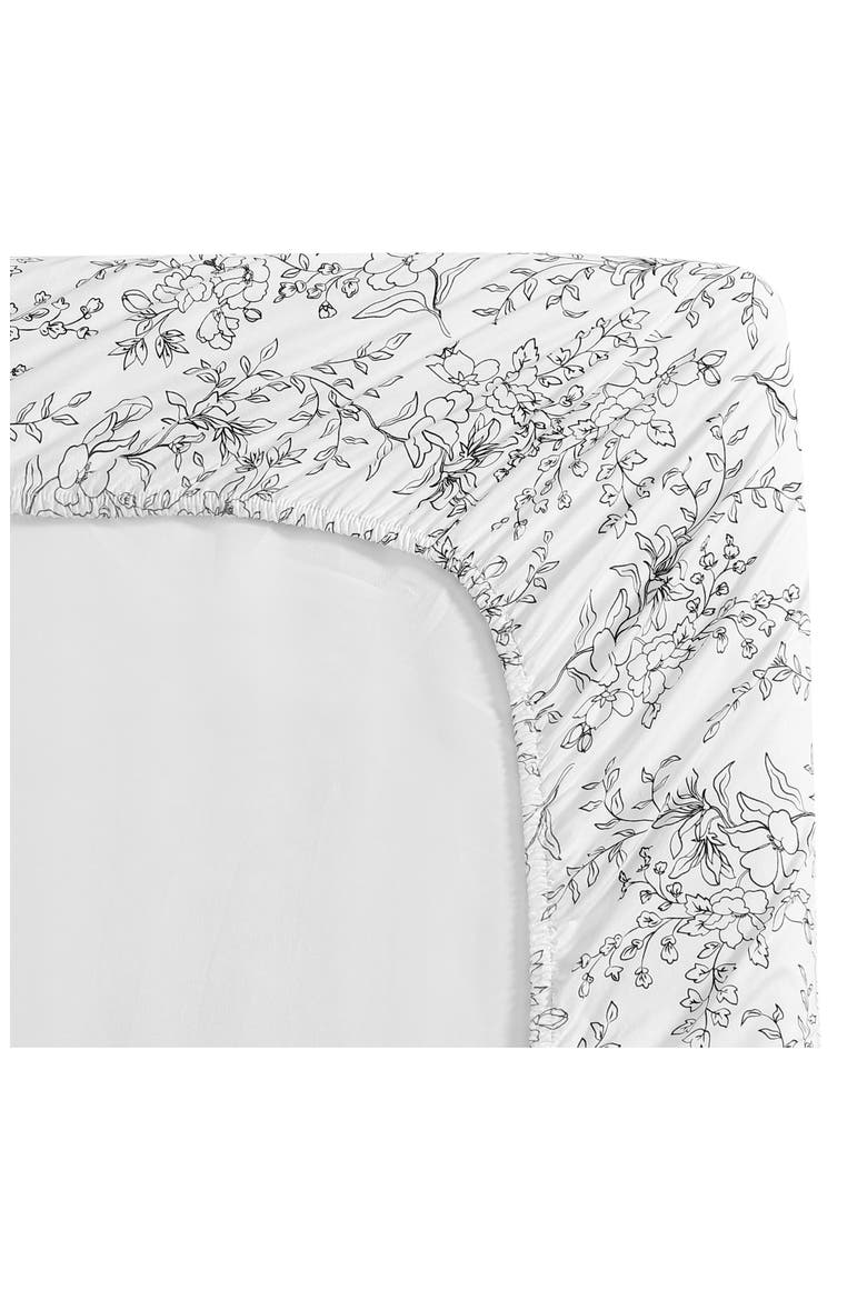 Hawley Floral Print 200 Thread Count Cotton Percale Sheet Set, Alternate, color, WHITE