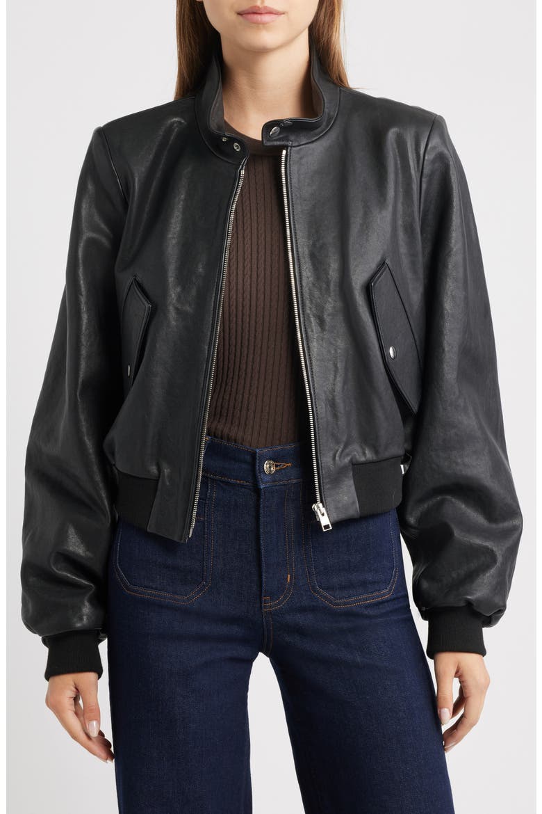 The Harrington Leather Bomber, Main, color, BLACK