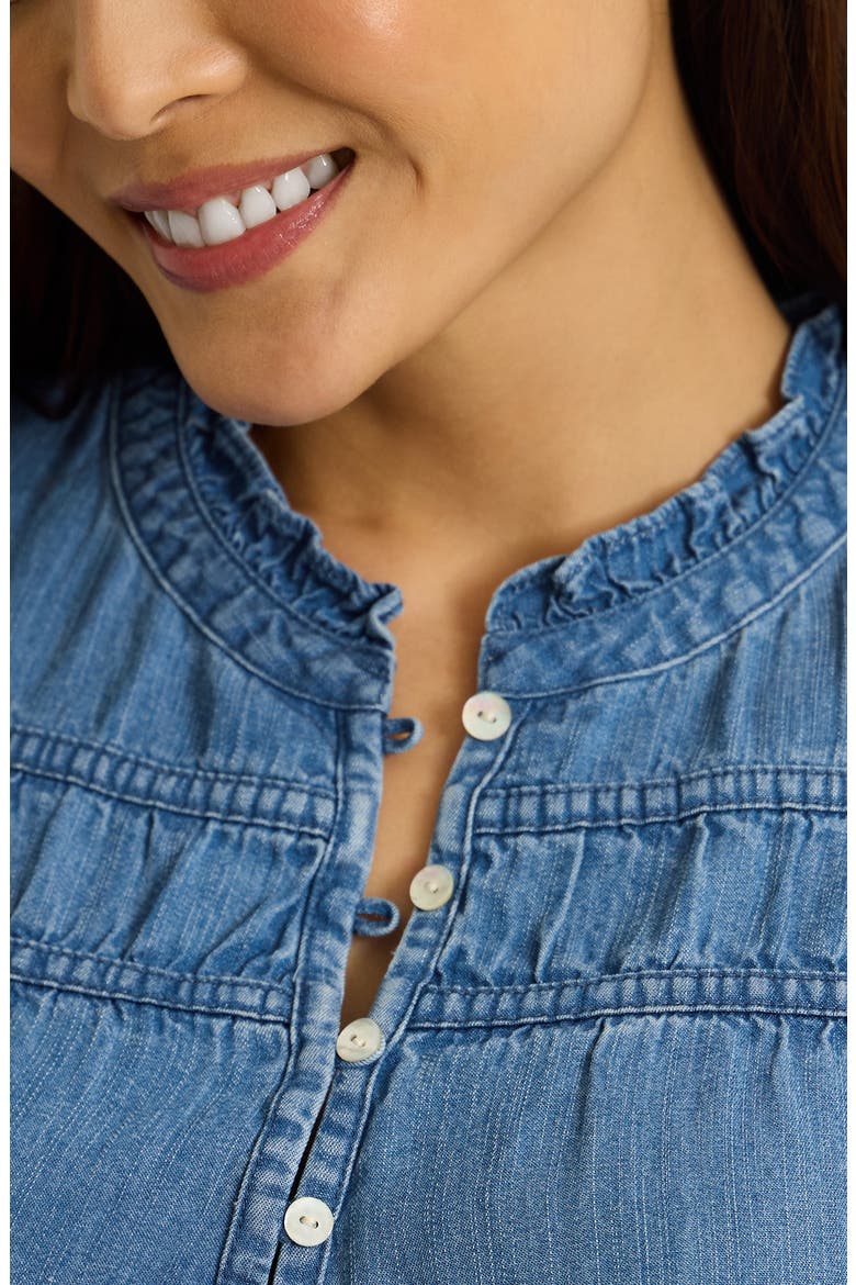 Chambray O Lei Sleeveless Top, Alternate, color, MED INDIGO WASH