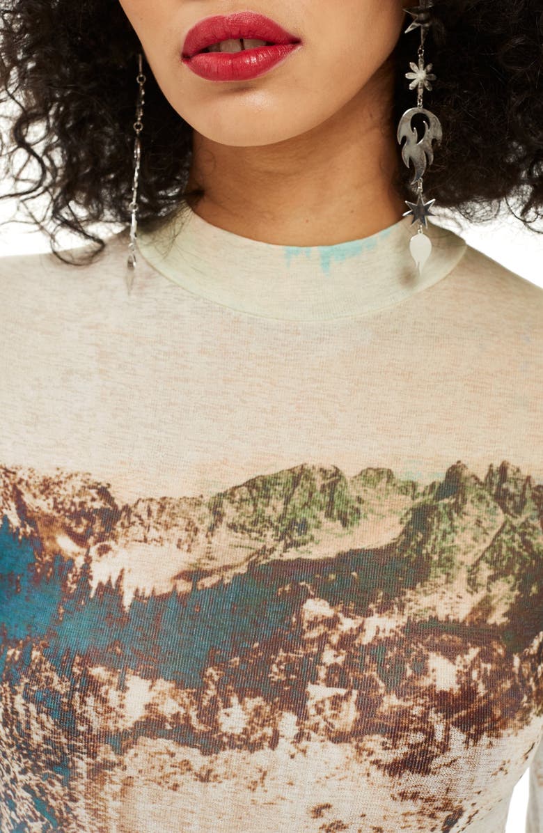 Topshop Landscape Print Tee, Alternate, color, 