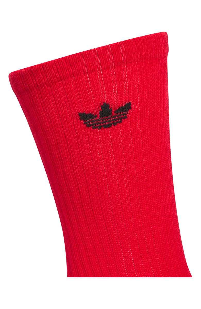 adidas Gender Inclusive Originals Trefoil 6-Pack Rib Crew Socks, Alternate, color, Scarlet/ Green/ Royal Blue