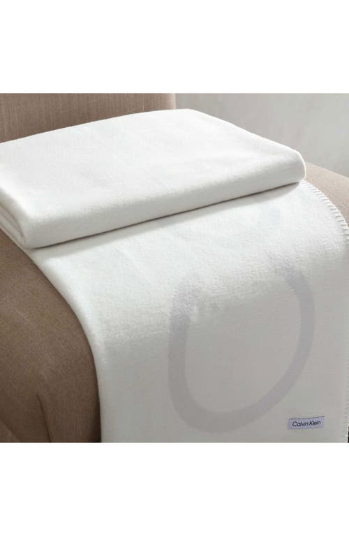 Calvin Klein Logo Double Face Throw Blanket In White