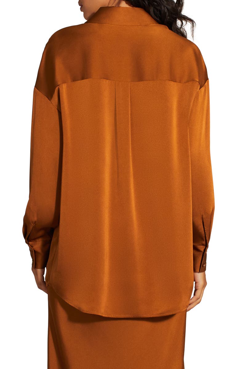 Favorite Daughter The Smooth Ex-Boyfriend Satin Shirt, Alternate, color, Caramel