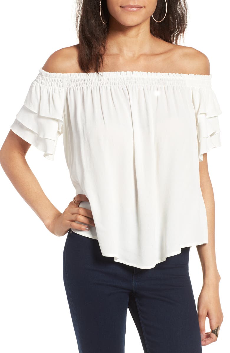 ASTR the Label Tiered Off the Shoulder Top, Main, color, 