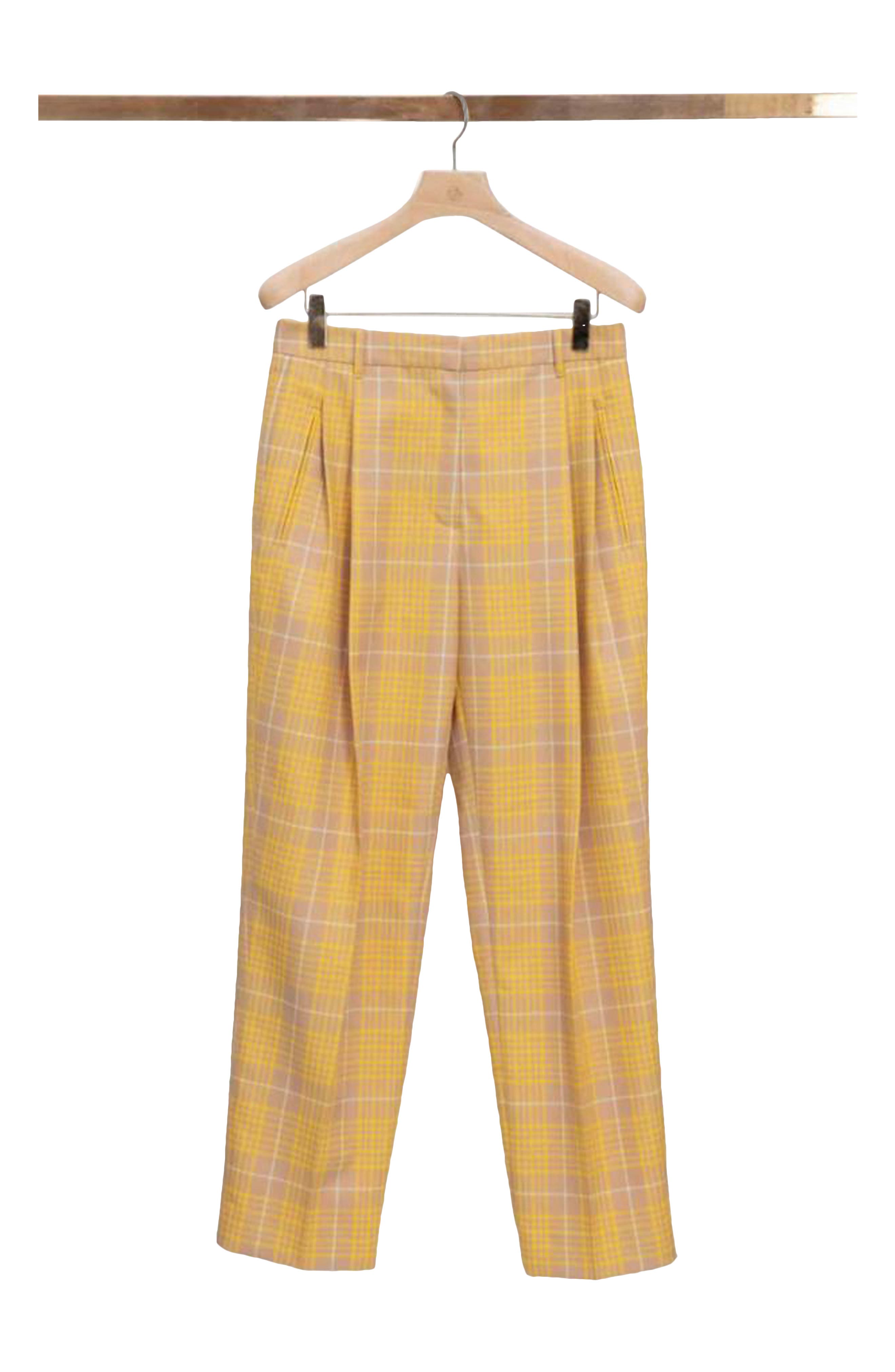 Plaid Jacquard Straight Leg Trousers