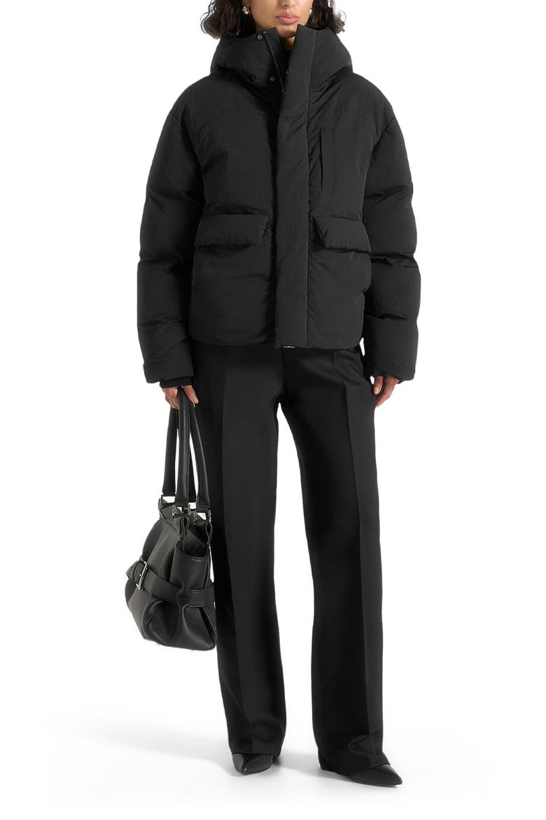 Casey Unisex Minimal Raglan Puffer Jacket, Alternate, color, Black