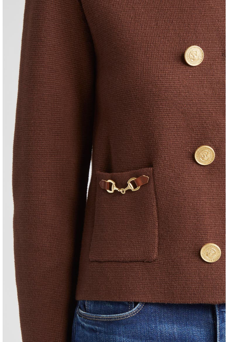 Madilyn Double Breasted Knit Jacket, Alternate, color, CHOCOLATE/ GOLD
