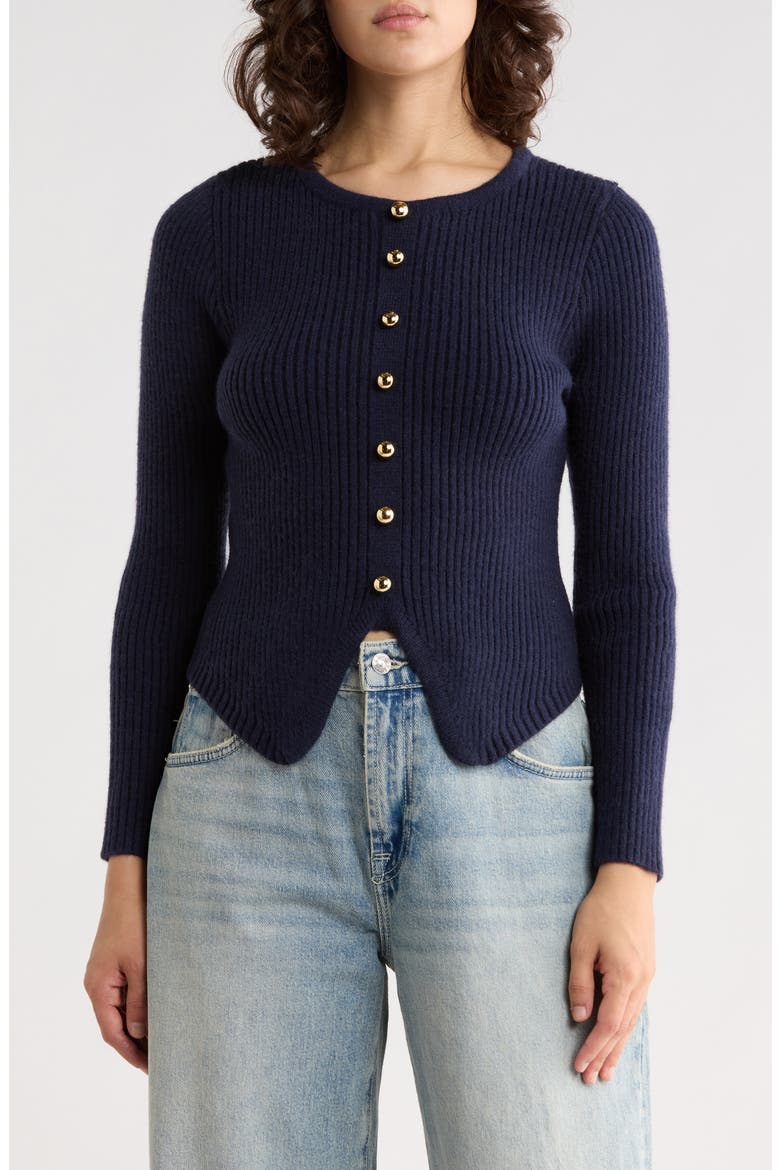 Point Hem Rib Knit Sweater, Main, color, ROYAL BLUE