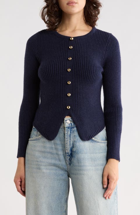 Point Hem Rib Knit Sweater