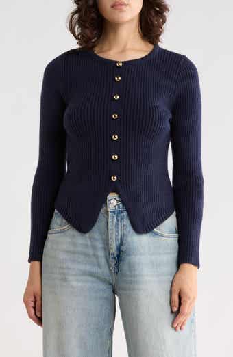 Point Hem Rib Knit Sweater