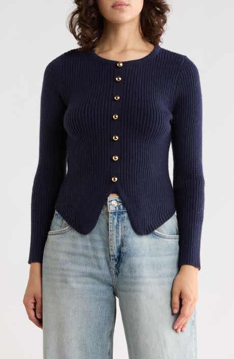 Point Hem Rib Knit Sweater