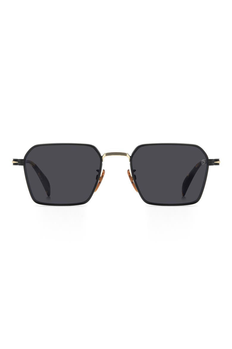 DB 1245/S 53mm Rectangular Sunglasses, Main, color, BLACK GOLD/ GREY AR