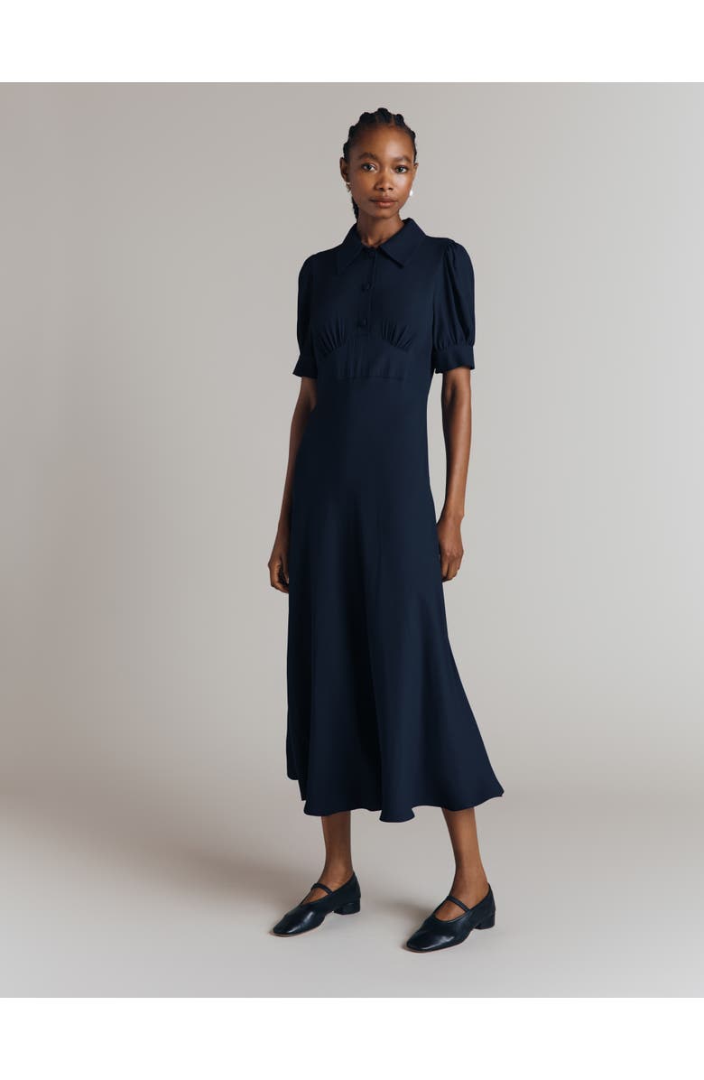 Ghost London Wilma Crepe Midi Tea Dress, Alternate, color, Navy