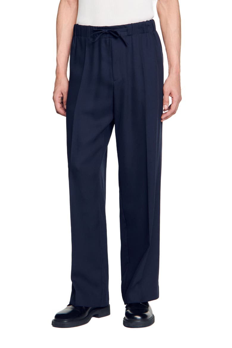 Elasticated wide-leg trousers, Main, color, Midnight blue