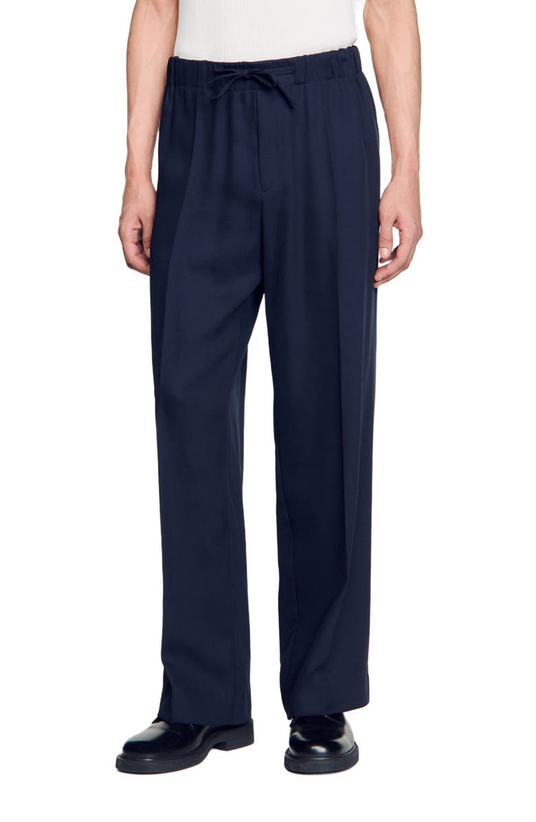 SANDRO Elasticated wide-leg trousers, Main, color, 