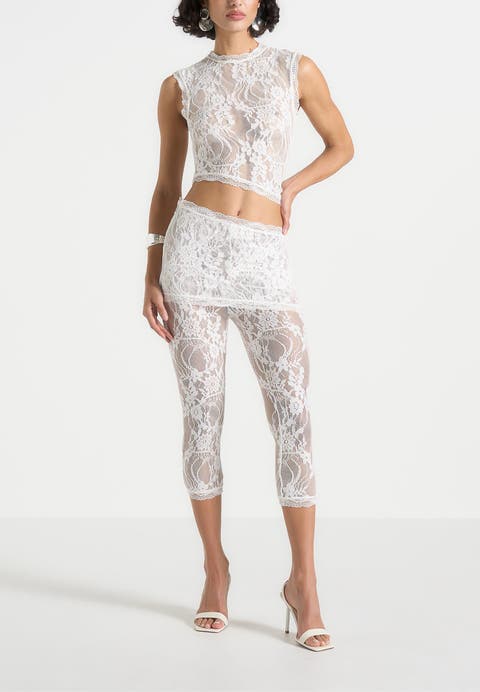 Aimee Lace Asymmetric Capri Leggings