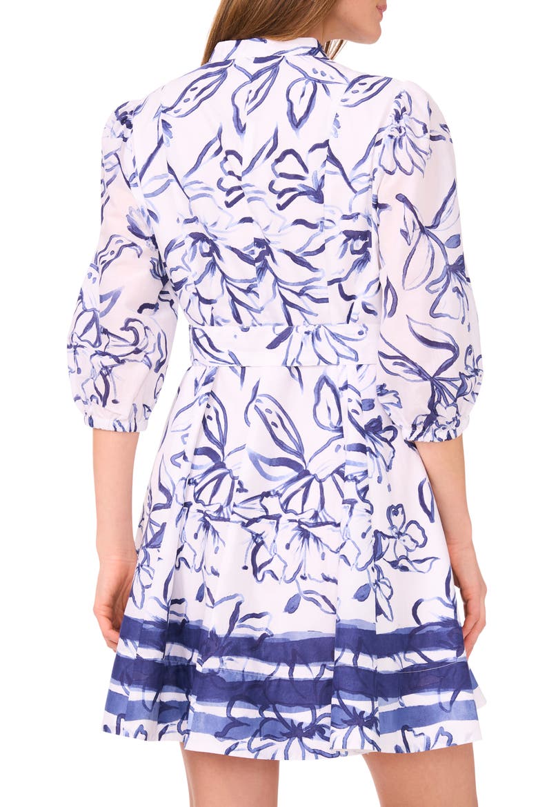Floral Belted Cotton Shirtdress, Alternate, color, MOSAIC SKY
