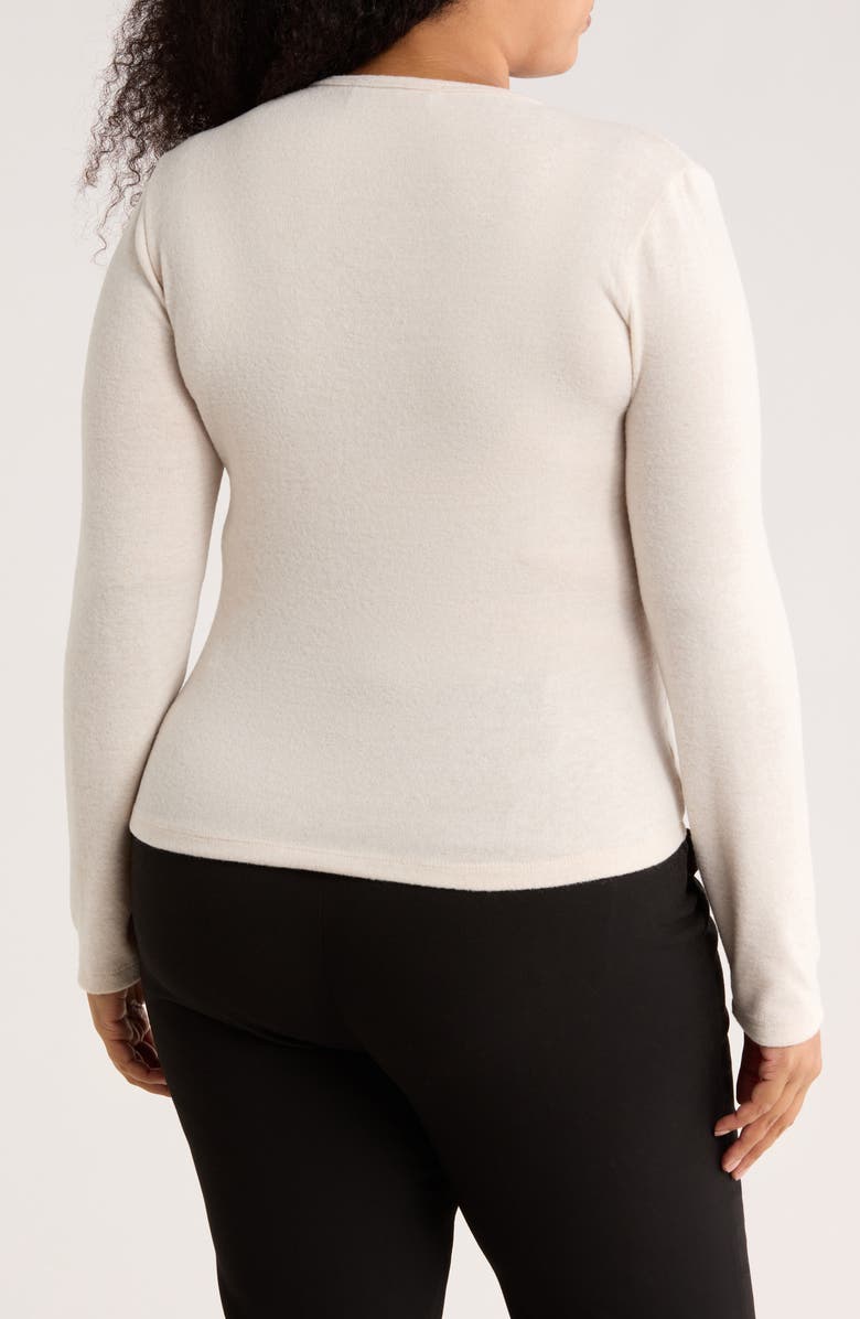 Renee C Rib Knit V-Neck Top, Alternate, color, Oatmeal
