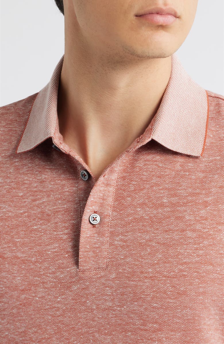 BOSS Press Cotton and Linen Polo, Alternate, color, Dark Orange