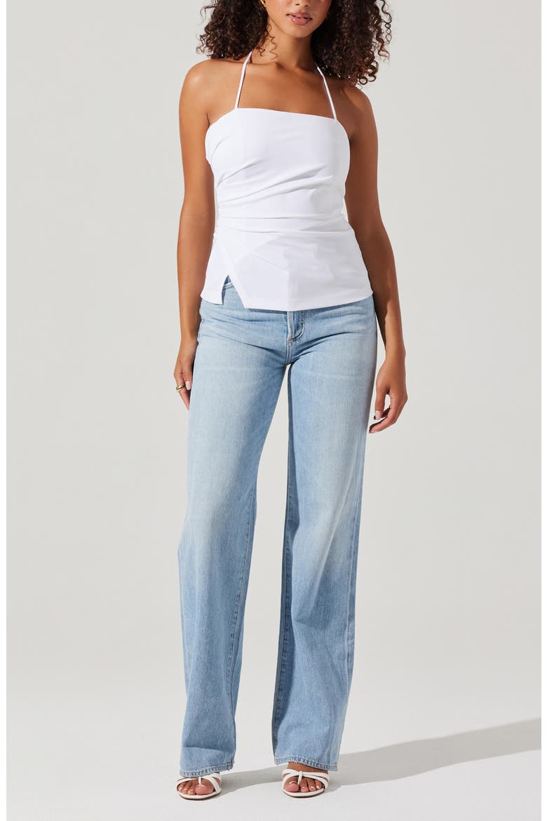 Mel Side Ruched Halter Top, Alternate, color, WHITE