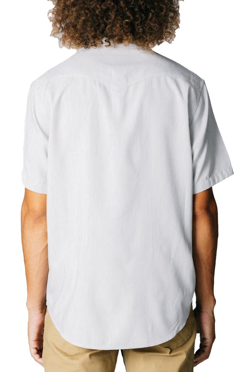 Fundamental Coast Blue Fin Short Sleeve Button-Up Shirt, Alternate, color, London Fog