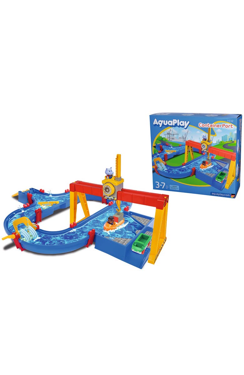 AquaPlay ContainerPort Waterway Playset, Toy Boat & 2 Animal Figures, Kids 3+, Main, color, Multicolored
