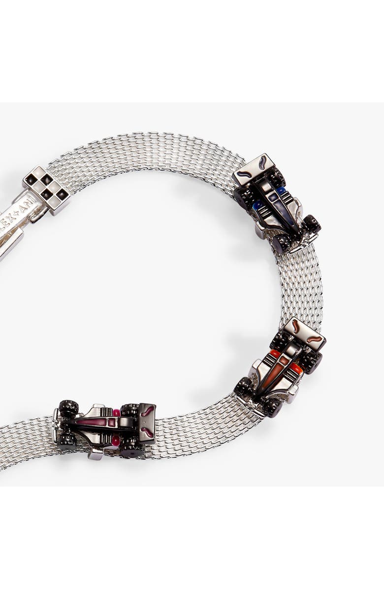 Alex and Ani Hot Wheels Moveable Racecar Mesh Bracelet, Alternate, color, Silver