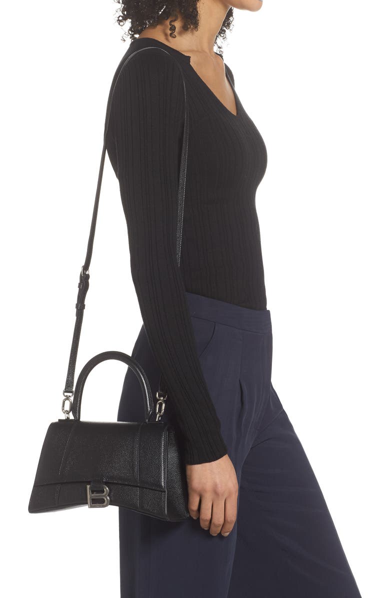 Balenciaga Small Hourglass Leather Top Handle Bag, Alternate, color,