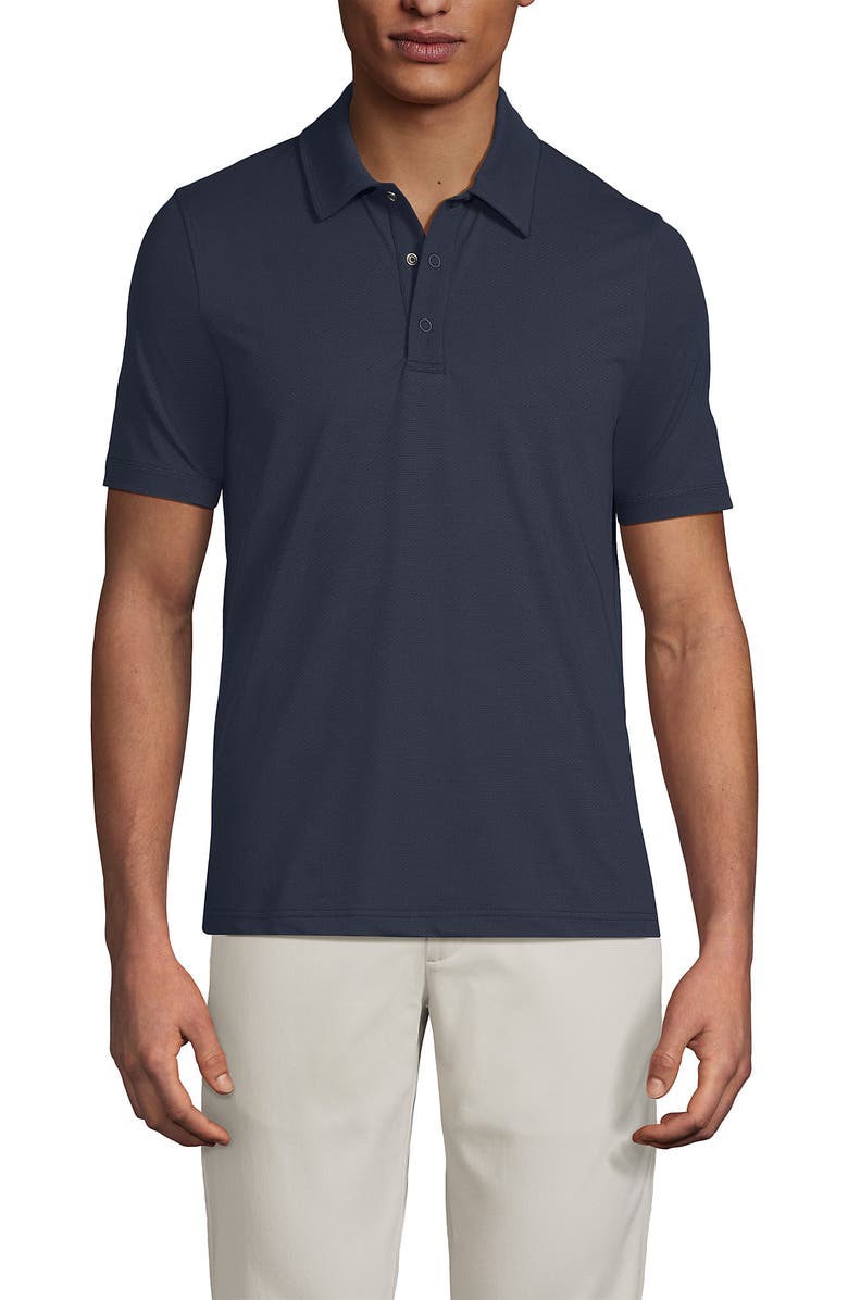Lands' End Short Sleeve Performance Snap Polo, Main, color, Slate Blue