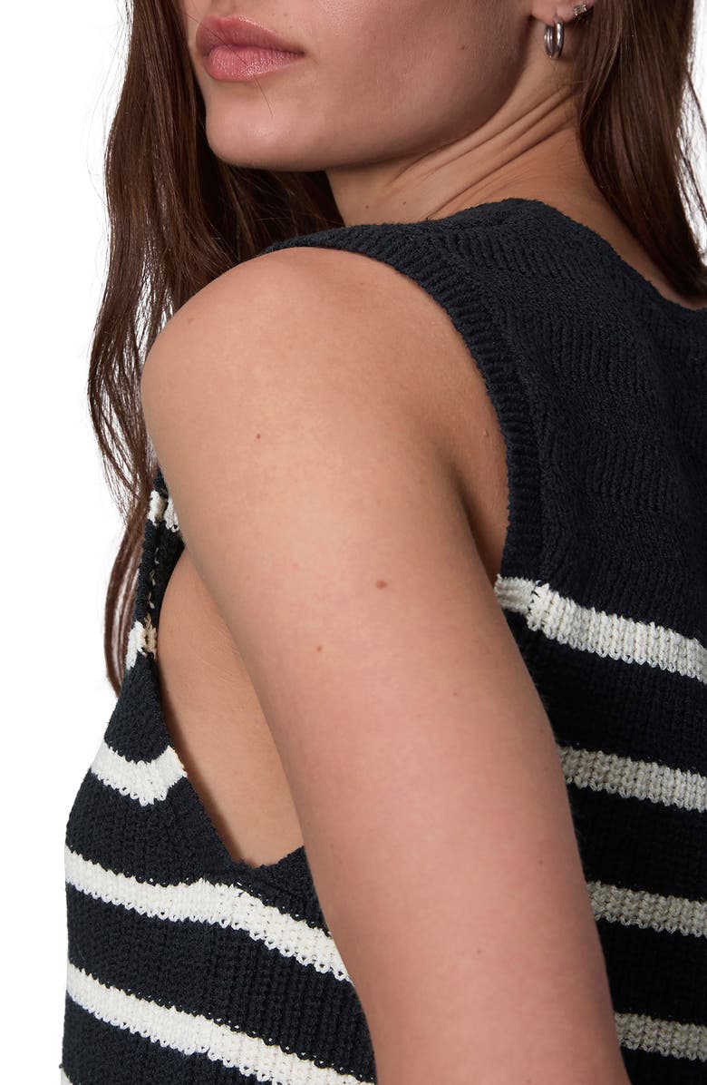 rag & bone Jen Stripe Sweater Tank, Alternate, color, Black