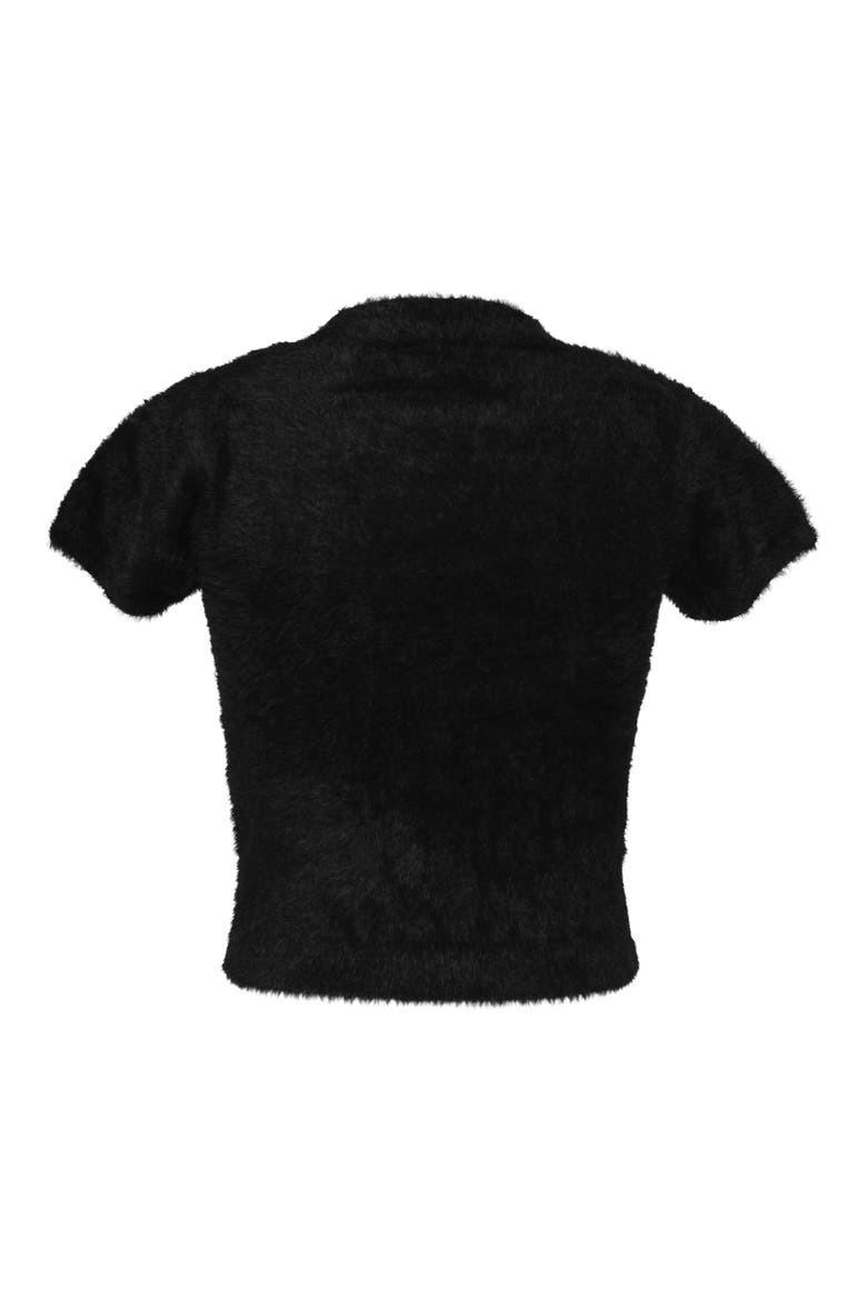 Kids' Fuzzy Short Sleeve Sweater, Alternate, color, BLACK