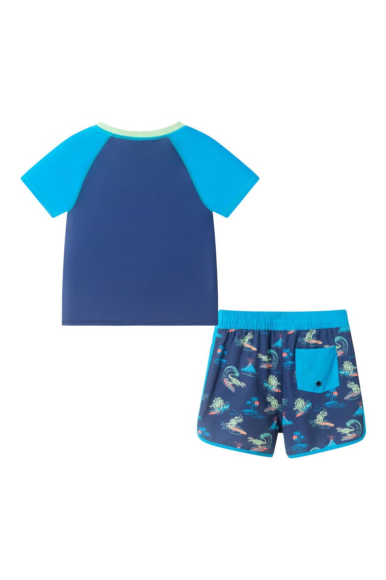 Kids' Skater Dog T-Shirt & Swim Shorts Set, Alternate, color, NAVY DINO